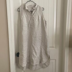 Sleeveless Linen Tunic Dress in Light Natural